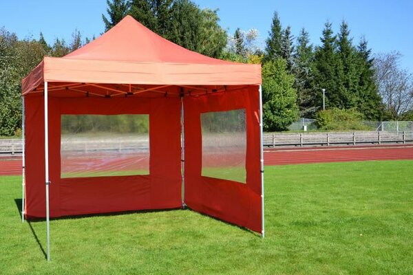 Zahradní párty stan nůžkový PROFI 3x3 m terakota + 2 boční stěny