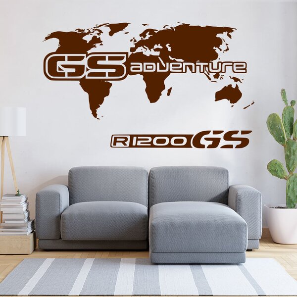 Živá Zeď Samolepka GS Adventure Mapa Barva: černá