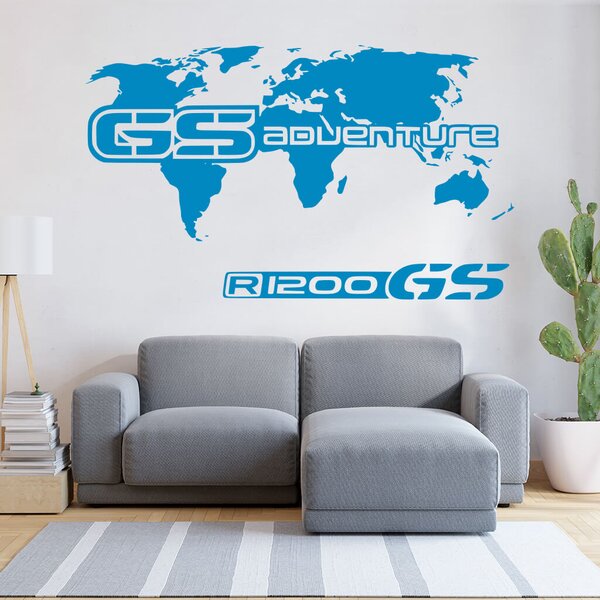 Živá Zeď Samolepka GS Adventure Mapa Barva: černá