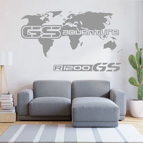 Živá Zeď Samolepka GS Adventure Mapa Barva: černá