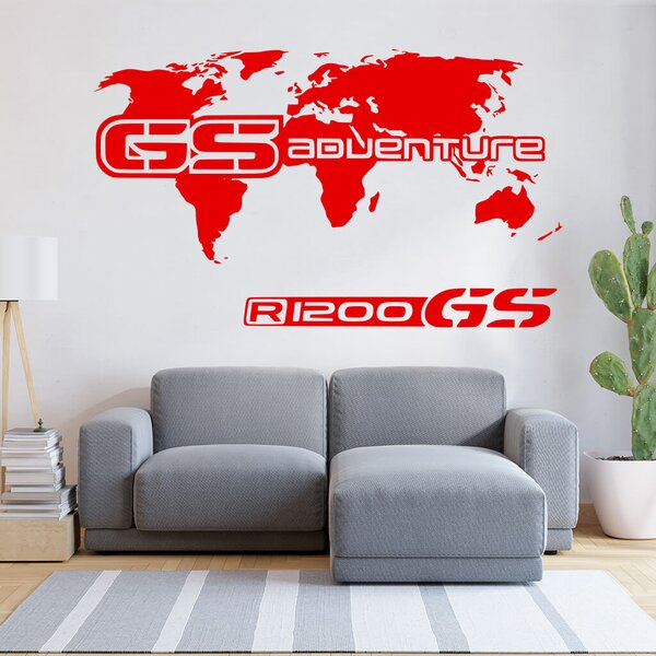 Živá Zeď Samolepka GS Adventure Mapa Barva: černá