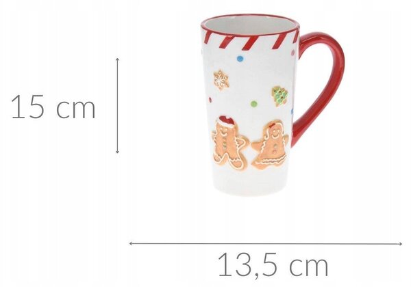 Mondex Keramický hrnek Lissa 15 cm bílý/červený