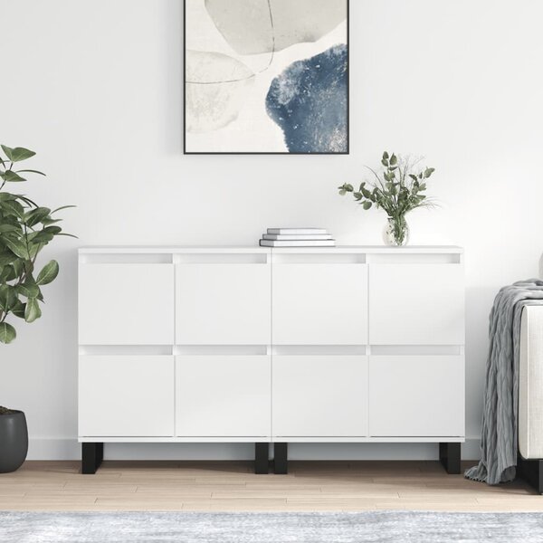 Příborníky 2 ks bílé s vysokým leskem kompozitní dřevo 3190183