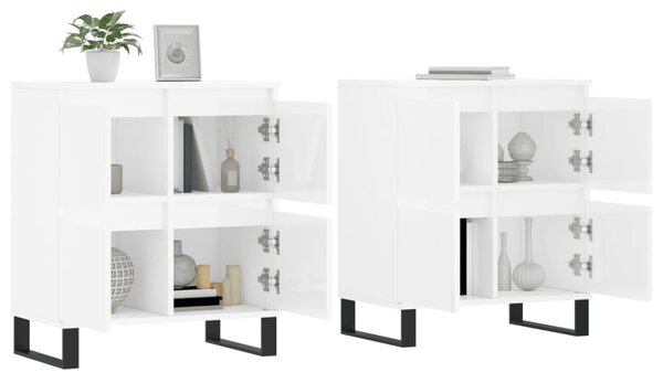 Příborníky 2 ks bílé s vysokým leskem kompozitní dřevo 3190183