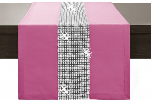 Běhoun na stůl Glamour se zirkony světle růžový Růžová 40x110 cm