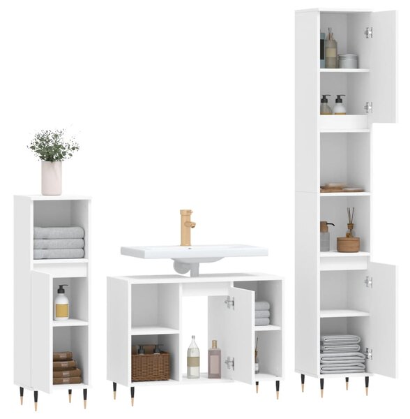 3dílný set koupelnového nábytku bílý kompozitní dřevo 3190291