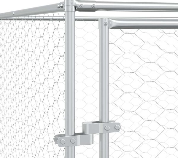 Venkovní psí kotec stříbrný 2 x 10 x 2 m pozinkovaná ocel 3190453
