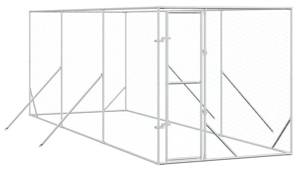 Venkovní psí kotec stříbrný 2 x 6 x 2 m pozinkovaná ocel 3190452
