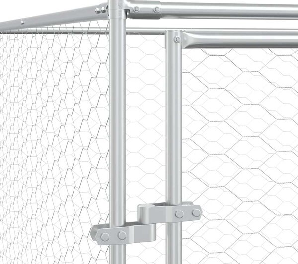 Venkovní psí kotec stříbrný 2 x 6 x 2 m pozinkovaná ocel 3190452