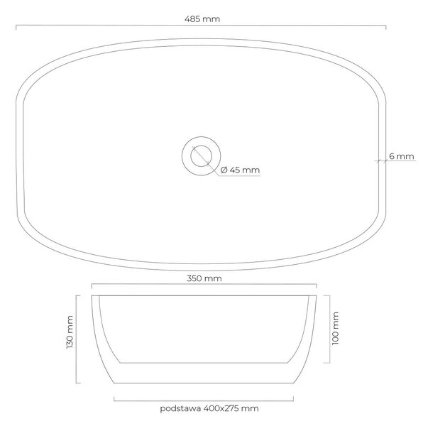 Oltens Svale umyvadlo 48.5x35 cm oválné na pult bílá lesk 40332000