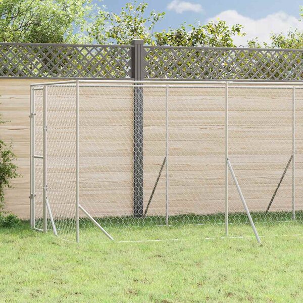 Venkovní psí kotec stříbrný 2 x 6 x 2 m pozinkovaná ocel 3190452
