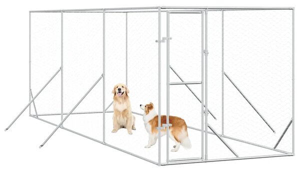 Venkovní psí kotec stříbrný 2 x 6 x 2 m pozinkovaná ocel 3190452
