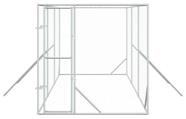Venkovní psí kotec stříbrný 2 x 6 x 2 m pozinkovaná ocel 3190452