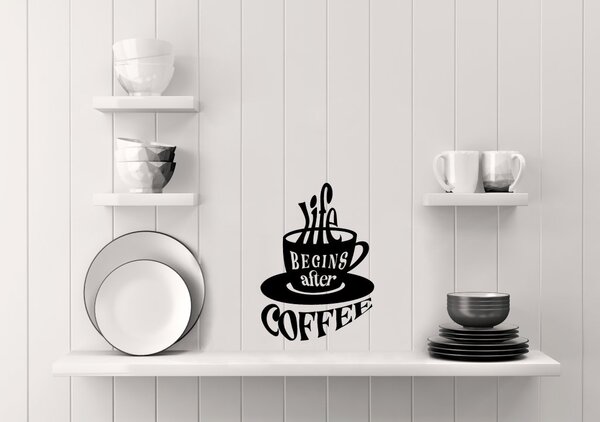 Samolepka na zeď Coffee Barva: Bílá, Rozměry samolepky ( šířka x výška ): 30 x 42 cm