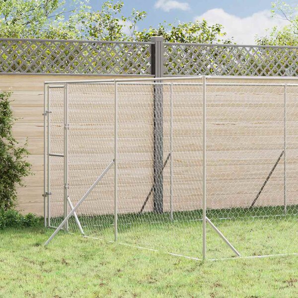 Venkovní psí kotec stříbrný 4 x 12 x 2 m pozinkovaná ocel 3190457