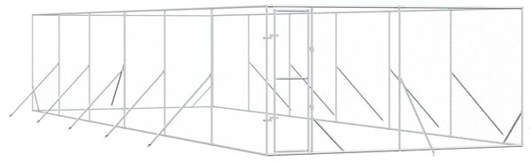 Venkovní psí kotec stříbrný 4 x 12 x 2 m pozinkovaná ocel 3190457