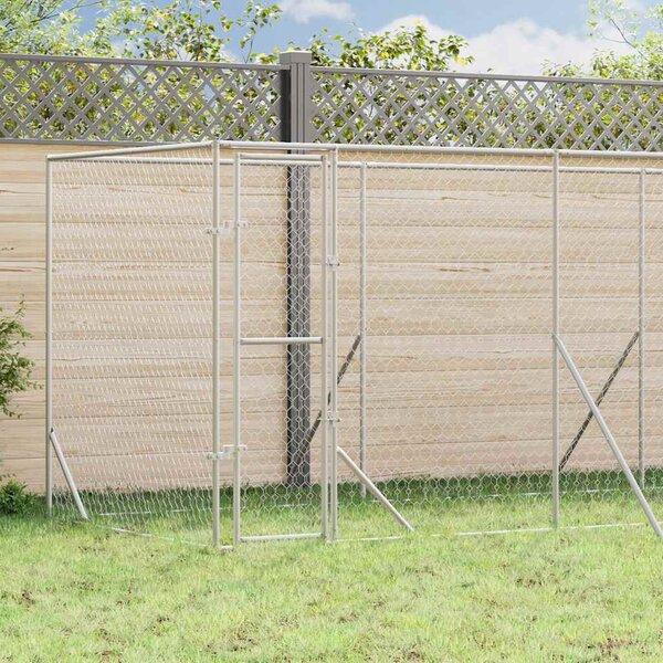 Venkovní psí kotec stříbrný 6 x 2 x 2 m pozinkovaná ocel 3190459
