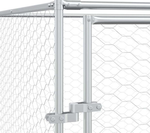 Venkovní psí kotec stříbrný 4 x 12 x 2 m pozinkovaná ocel 3190457