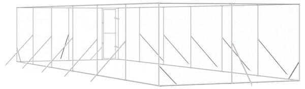 Venkovní psí kotec stříbrný 4 x 12 x 2 m pozinkovaná ocel 3190457