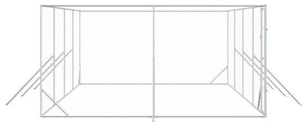 Venkovní psí kotec stříbrný 8 x 4 x 2 m pozinkovaná ocel 3190463