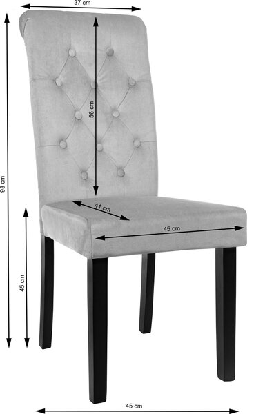 Emi čalouněná židle šedá – velur