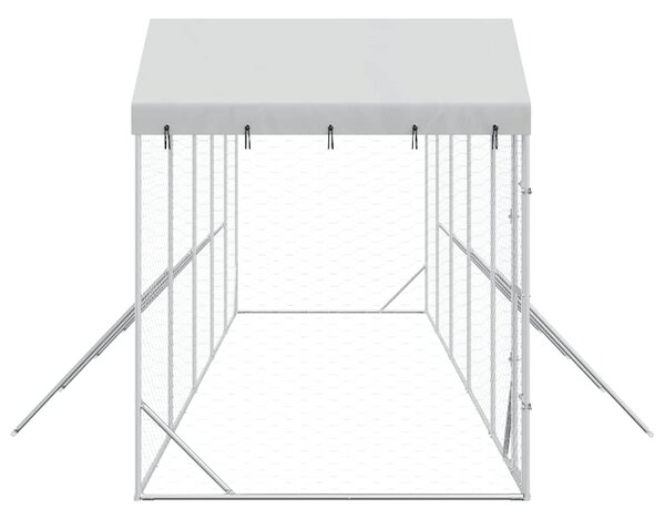 Venkovní psí kotec se střechou stříbrný 10 x 2 x 2,5 m ocel 3190468