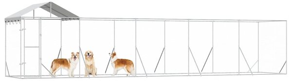 Venkovní psí kotec se střechou stříbrný 10 x 2 x 2,5 m ocel 3190468