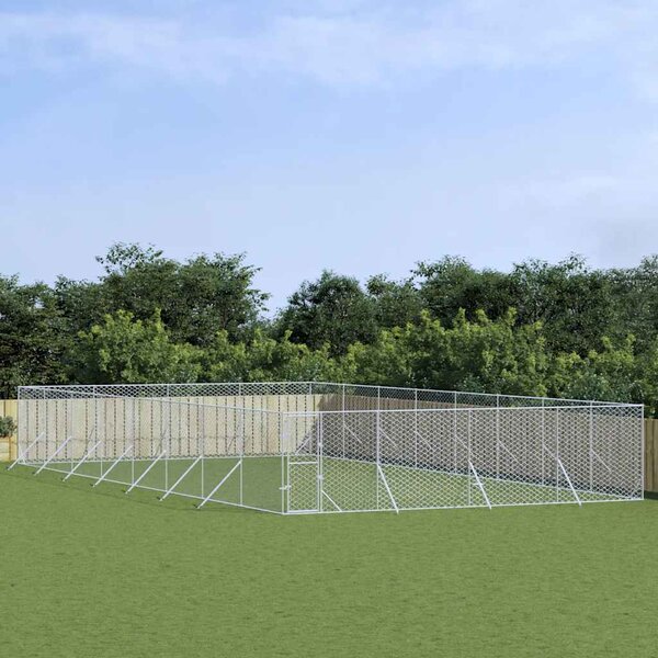Venkovní psí kotec stříbrný 8 x 16 x 2 m pozinkovaná ocel 3190466
