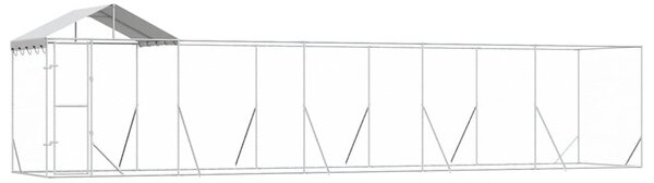 Venkovní psí kotec se střechou stříbrný 10 x 2 x 2,5 m ocel 3190468