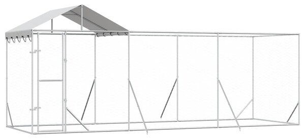 Venkovní psí kotec se střechou stříbrný 6 x 2 x 2,5 m ocel 3190467