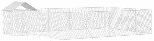 Venkovní psí kotec se střechou stříbrný 10 x 6 x 2,5 m ocel 3190472