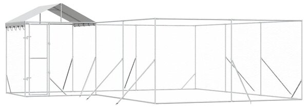 Venkovní psí kotec se střechou stříbrný 6 x 6 x 2,5 m ocel 3190471