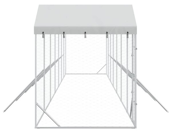 Venkovní psí kotec se střechou stříbrný 14 x 2 x 2,5 m ocel 3190469