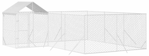 Venkovní psí kotec se střechou stříbrný 6 x 6 x 2,5 m ocel 3190471