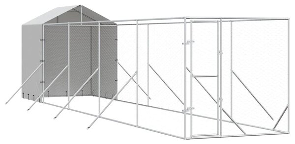Venkovní psí kotec se střechou stříbrný 2 x 10 x 2,5 m ocel 3190476