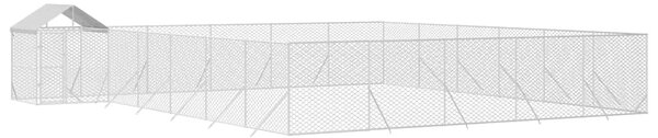 Venkovní psí kotec se střechou stříbrný 12 x 12 x 2,5 m ocel 3190474