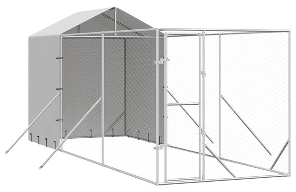 Venkovní psí kotec se střechou stříbrný 2 x 6 x 2,5 m ocel 3190475