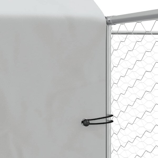 Venkovní psí kotec se střechou stříbrný 12 x 12 x 2,5 m ocel 3190482