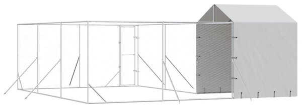 Venkovní psí kotec se střechou stříbrný 6 x 6 x 2,5 m ocel 3190479