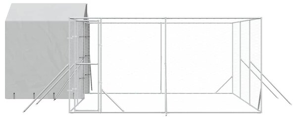 Venkovní psí kotec se střechou stříbrný 6 x 6 x 2,5 m ocel 3190479