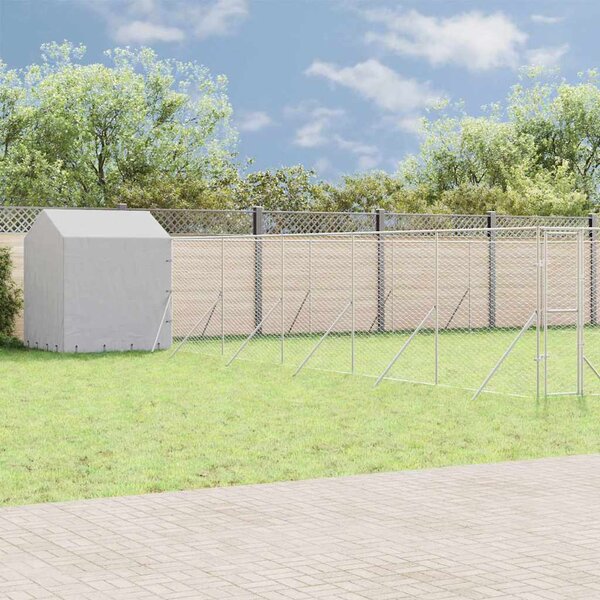 Venkovní psí kotec se střechou stříbrný 12 x 12 x 2,5 m ocel 3190482