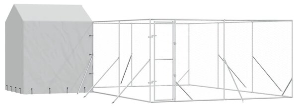 Venkovní psí kotec se střechou stříbrný 6 x 6 x 2,5 m ocel 3190479