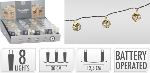 Mondex Světelný LED řetěz Kennedy 30 cm teplý bílý