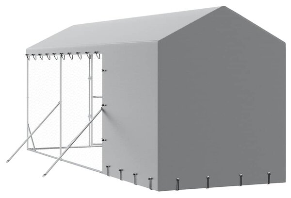 Venkovní psí kotec se střechou stříbrný 2 x 6 x 2,5 m ocel 3190491