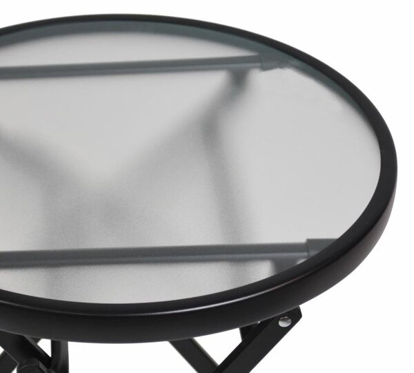 Odkládací stolek se skleněnou deskou, černý, Ø 45 cm, ocel