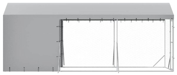 Venkovní psí kotec se střechou stříbrný 2 x 6 x 2,5 m ocel 3190491
