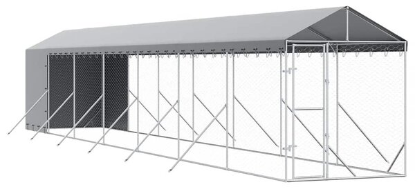 Venkovní psí kotec se střechou stříbrný 2 x 14 x 2,5 m ocel 3190493