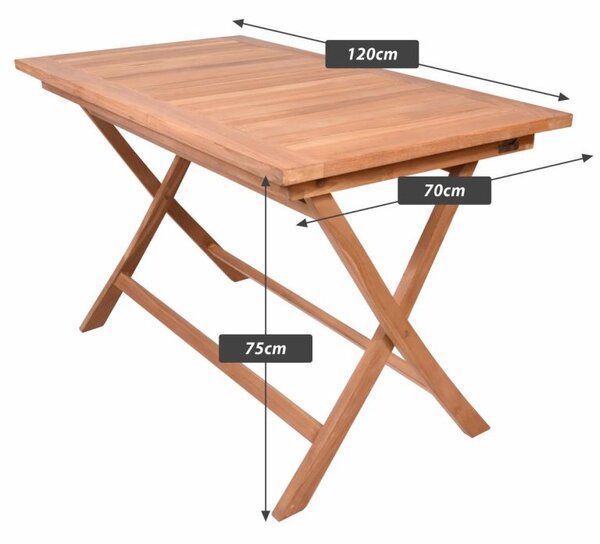 DIVERO jídelní stůl, ošetřený masivní teak, 120 x 70 cm