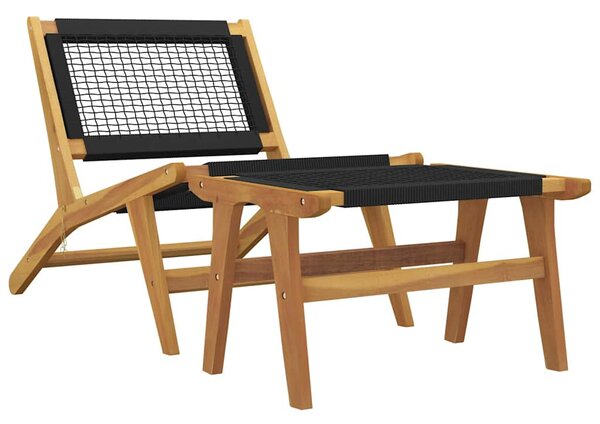 Zahradní židle s podnožkou masivní teakové dřevo a polyester 319155