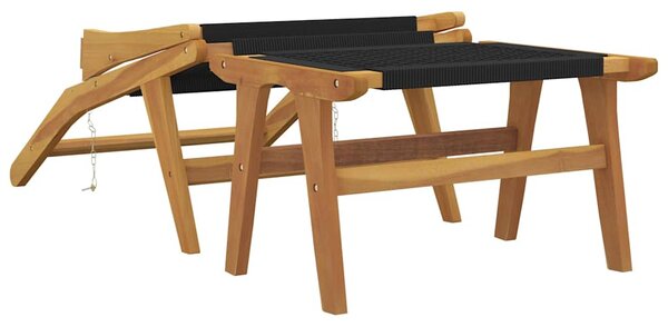 Zahradní židle s podnožkou masivní teakové dřevo a polyester 319155